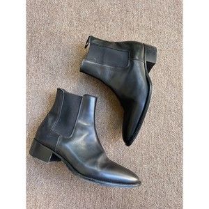 Thomas Bird Men’s Black Leather Chelsea Boots Block Heel Size 40 US Size 7.5
